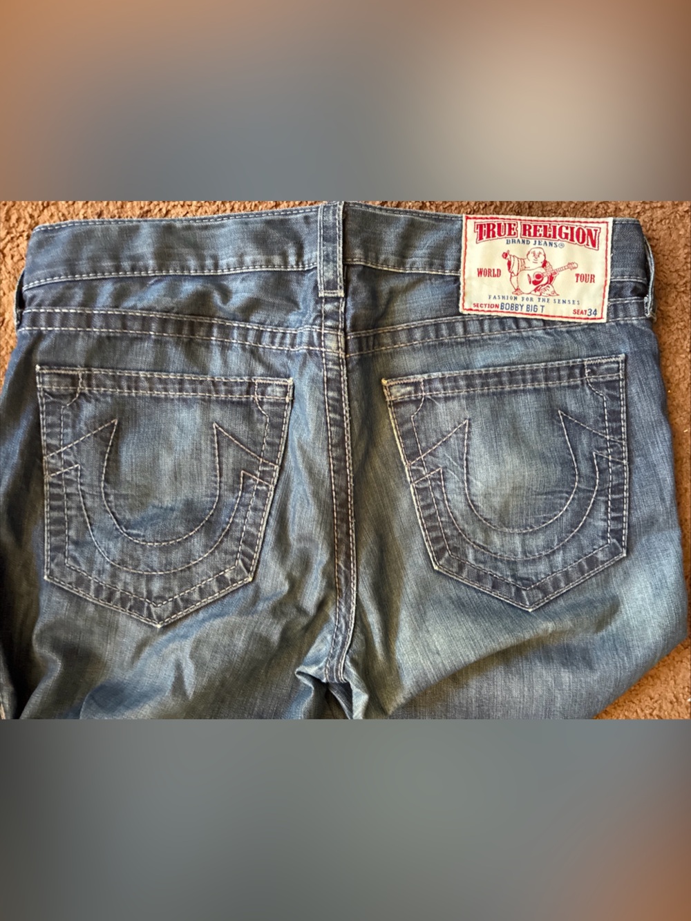 True Religion Denim Jeans - Light Blue Wash Bobby Big T - Picture 3 of 8